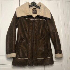 Prana Women’s Faux Suede Full Zip Sherpa Jacket Coat Small Excellent Condition